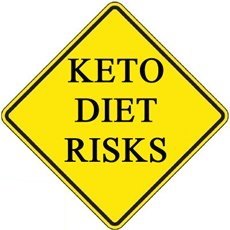 yellow traffic sign saying keto diet risks