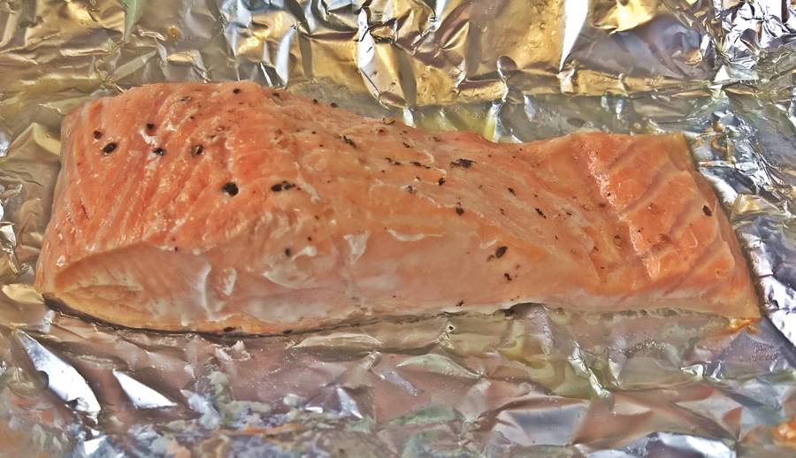 salmon baked in aluminium foil