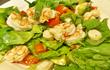 warm shrimps and scallops, avocado, tomatoes and spinach salad