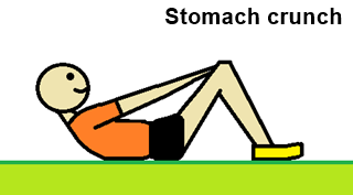 a drawing showing a man performing stomach crunch