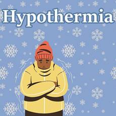 man under snowflakes, drawing in color, he is shivering