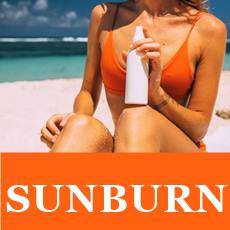 woman in orange bikini with sunscreen in a white bottle
