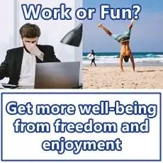 man at work and on beach and text